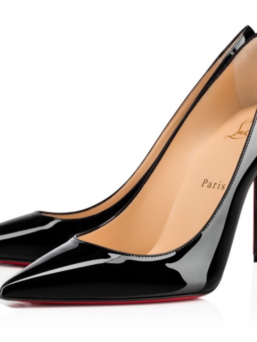 Christian Louboutin Black Patent Leather Pointed Pumps with Red Sole